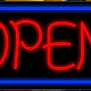 "open" neon sign