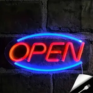 very bright open neon sign